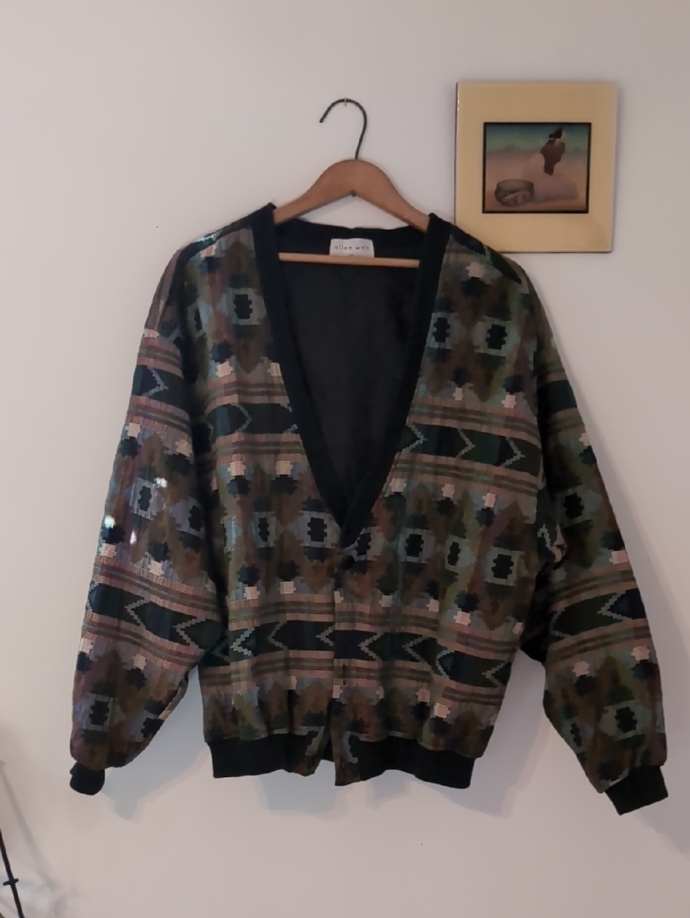 Vintage-Inspired Men's Deep V Knit Sweater Jacket - Multi Green